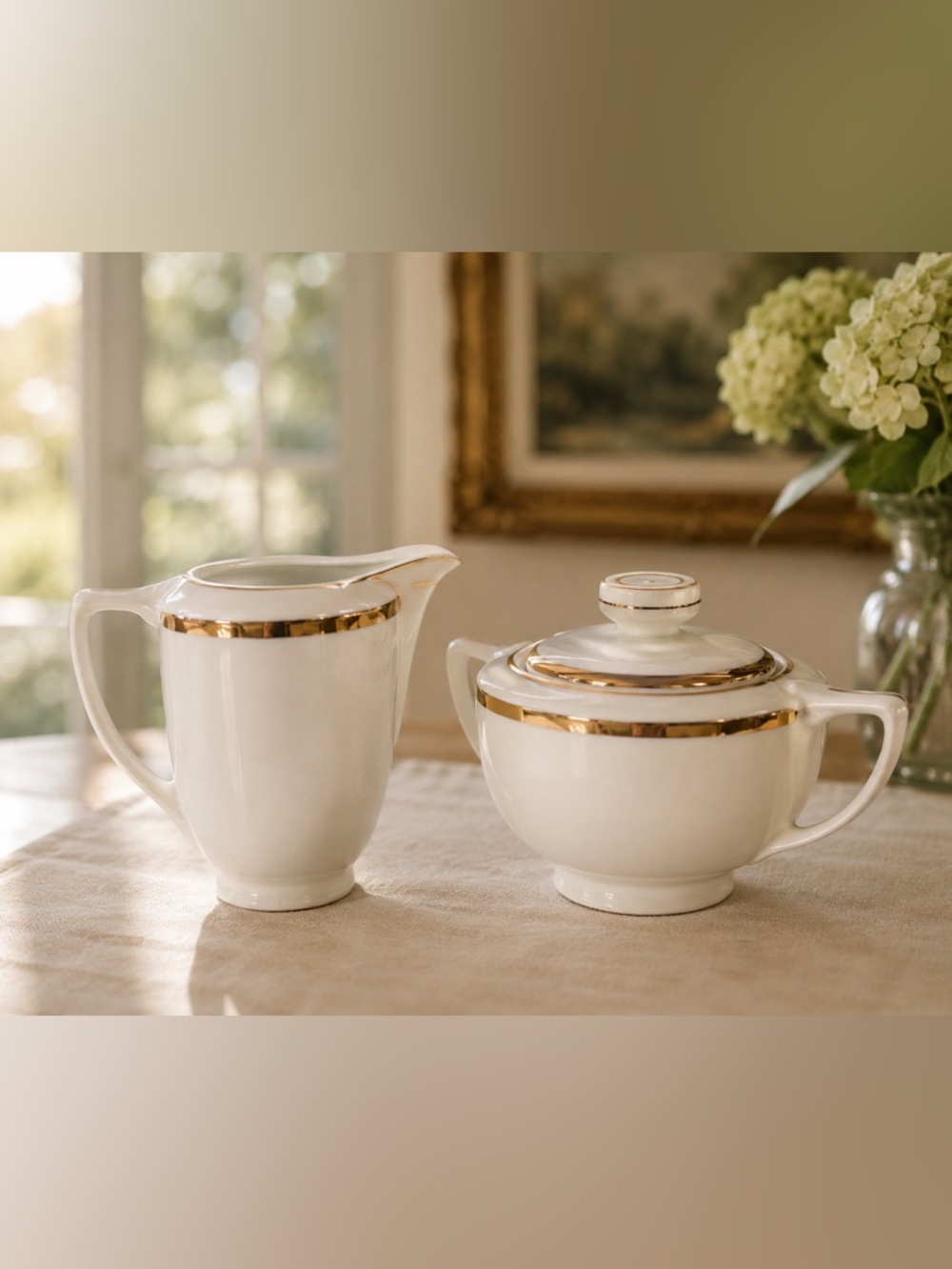Antique porcelain Creamer & Suger-made in Czechoslovakia